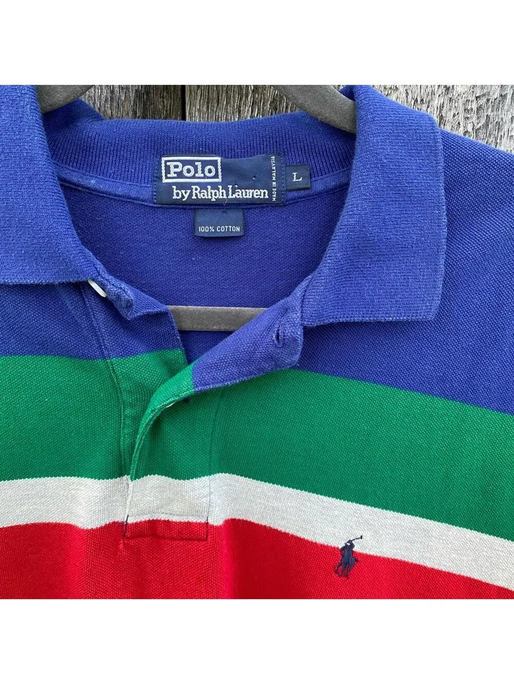 Vintage Polo Ralph Lauren Primary Color Block Retro Striped Polo Size Large